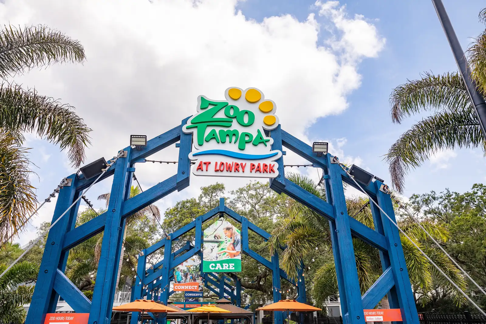 The main entrance to ZooTampa at Lowry Park on West Sligh Avenue in Tampa.