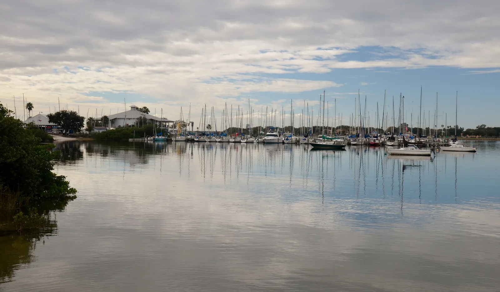 Sailboats moored off the south end of Davis Islands in Tampa.