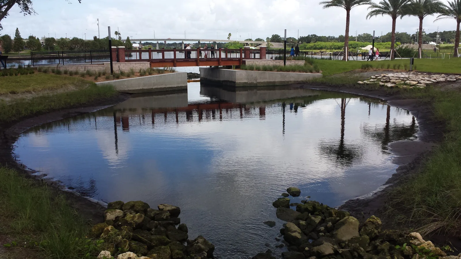 The pond at Water Works Park on the Hillsborough River in Tampa Heights.