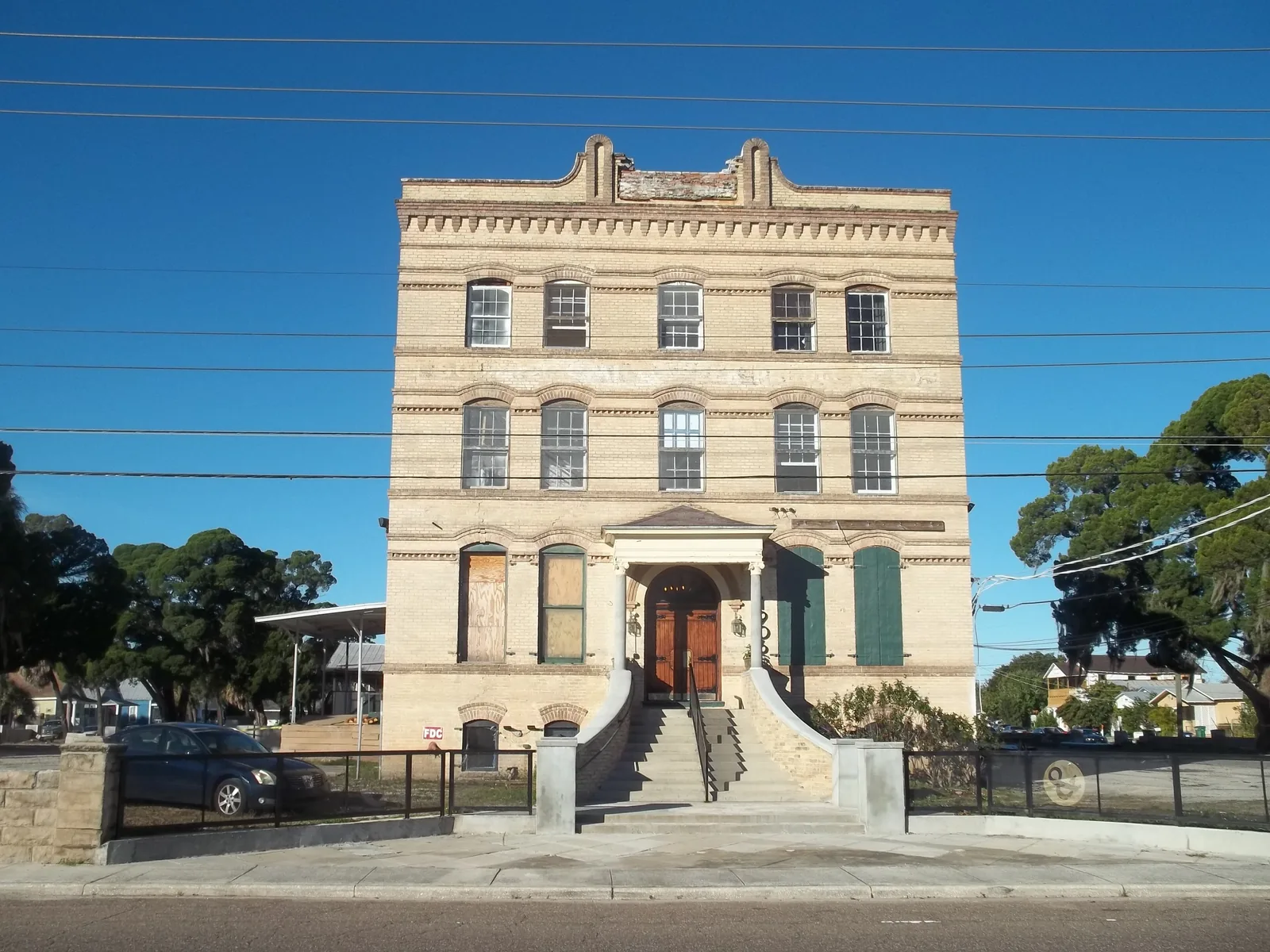 A three-story brick building in the West Tampa Historic District.