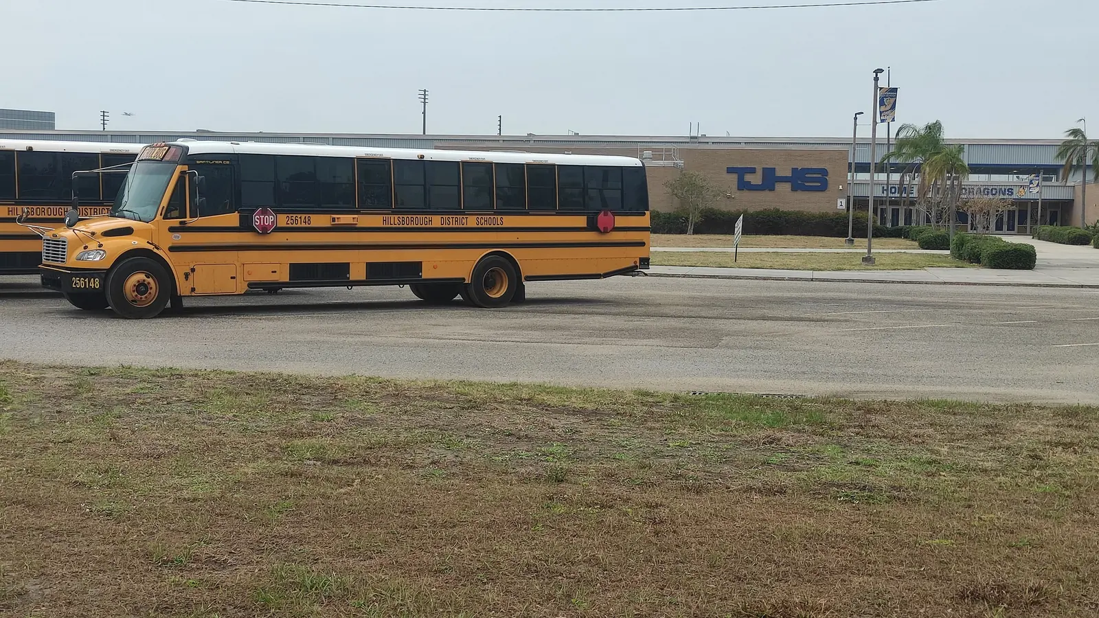 Jefferson High School on West Cypress Street in Tampa, seen across the campus parking lot