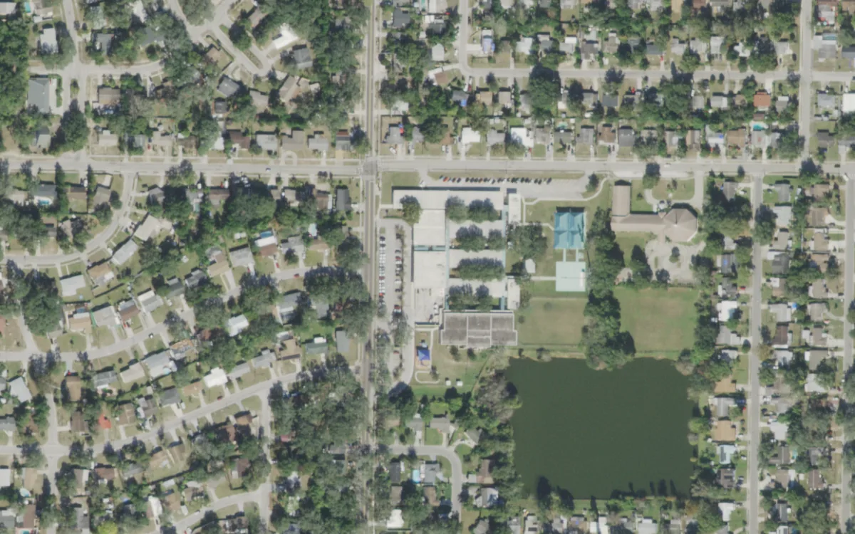 Witter Elementary and the blocks around it on North 22nd Street, Tampa, seen from the air
