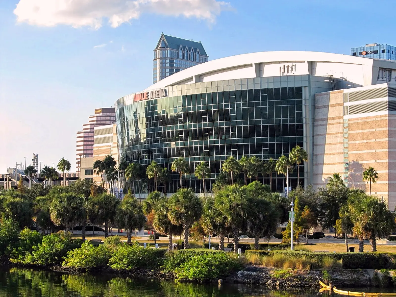 Benchmark International Arena, then signed as Amalie Arena, beside the Channelside waterfront in downtown Tampa.