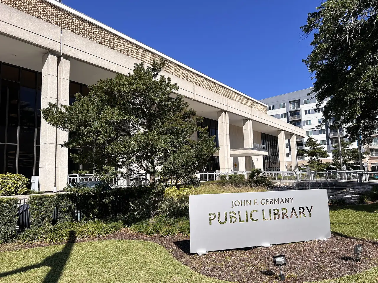 The John F. Germany Public Library in downtown Tampa; public libraries take paper voter registration applications.