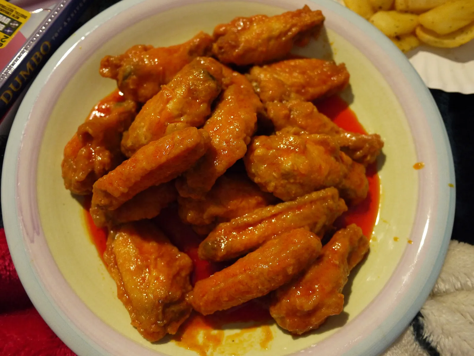 A bowl of Buffalo wings in hot sauce. The photo was not taken at a Tampa restaurant.